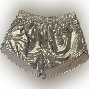 Silver Pesion shorts 2XL plus size metallic glam